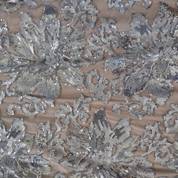 NWT Calvin Klein Fully Sequined Cap Sleeve Dress with Cowl/Draped Back and Train - Picture 9 of 14